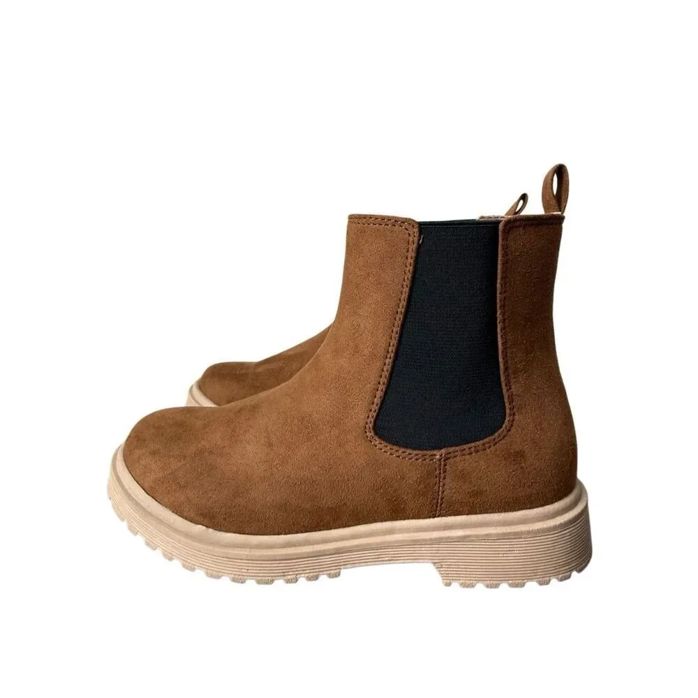 J.Crew Crewcuts Girls' lug-sole boots in brown suede size 13